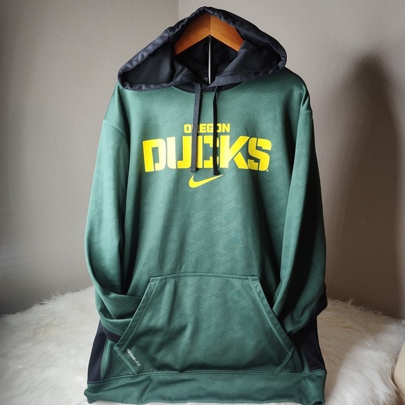 Mens Oregon Ducks Nike Therma-Fit Hoodie Hooded Sweatshirt Sz Medium Green - Picture 1 of 5